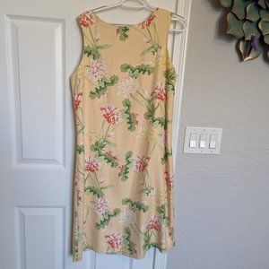 GORGEOUS Pale Yellow | SILK | Floral | Tommy Bahama SLEEVELESS Dress | 14 | EUC